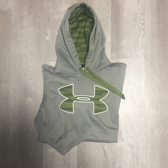 Under Armor Grey Hoodie with Green Detailing - Picture 1 of 4